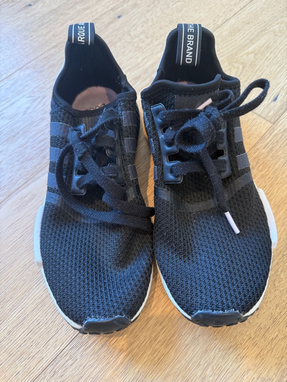 adidas Black Knit Lace-Up Women's Athletic Sneakers with White Midsole